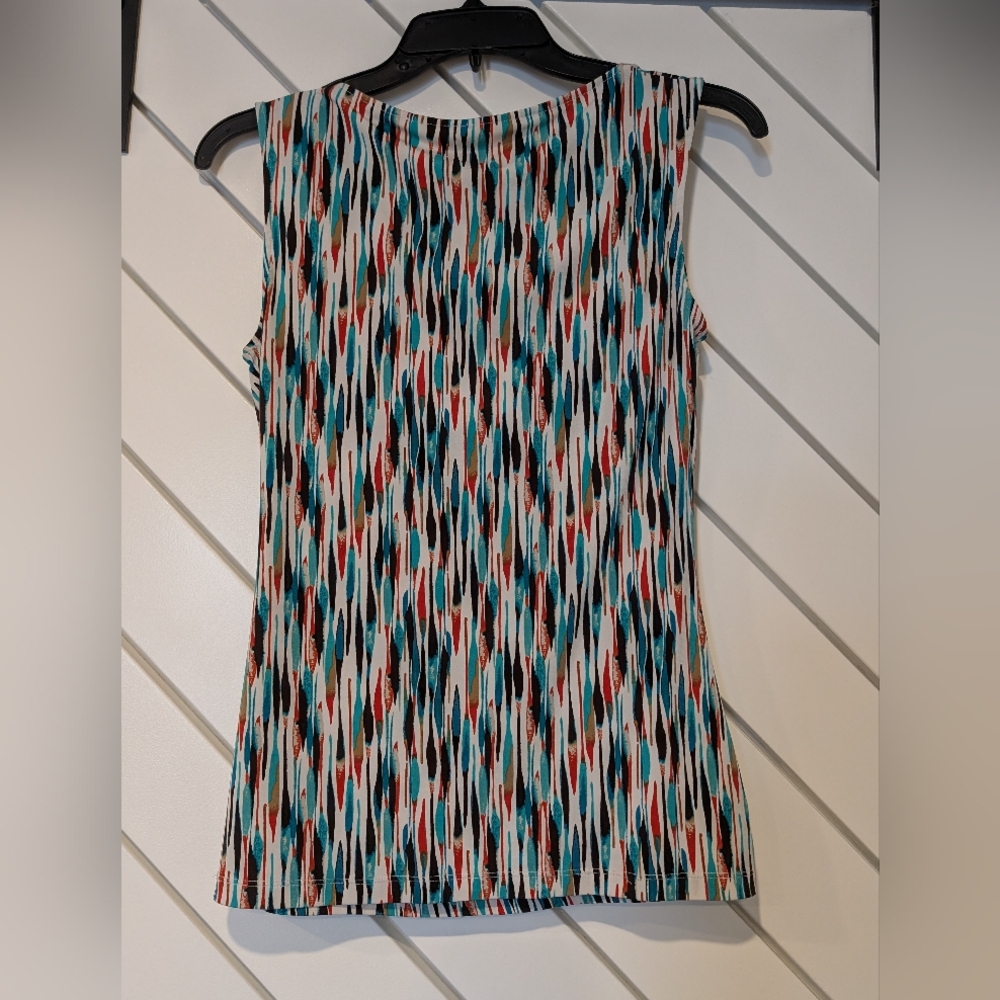 Merona Sleeveless Multicolor Scoop Neck Pleated Blouse - Picture 2 of 3